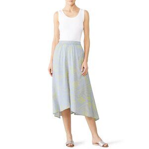 ELK Sentosa Blue Hand Printed Crepe Elastic Waist Pants Women's Size L/XL